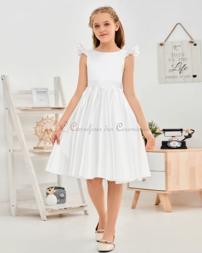 robe satin communion courte