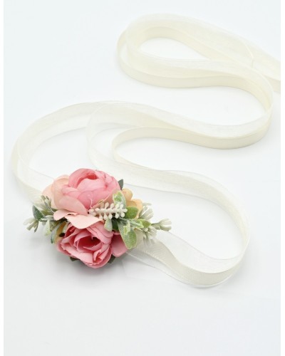 Fleur rose avec Ruban Satin Multifonctions