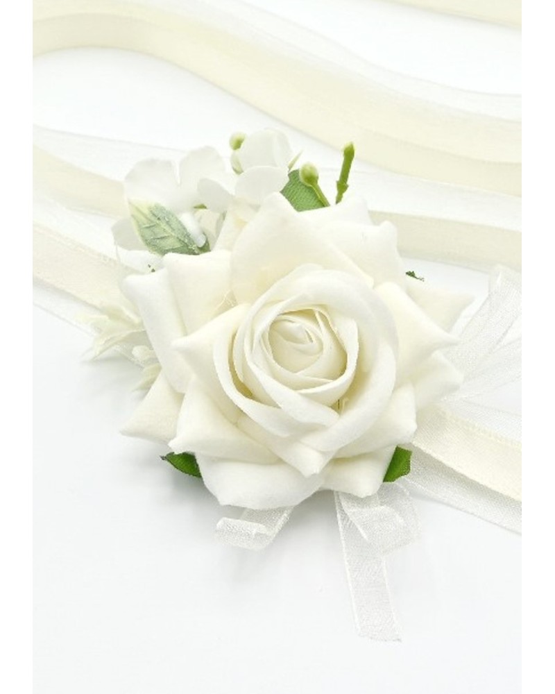 Bracelet Fleuri Blanc Et Rose Pour Enfant Ou Femme - Mariage, Cérémonie, Fête