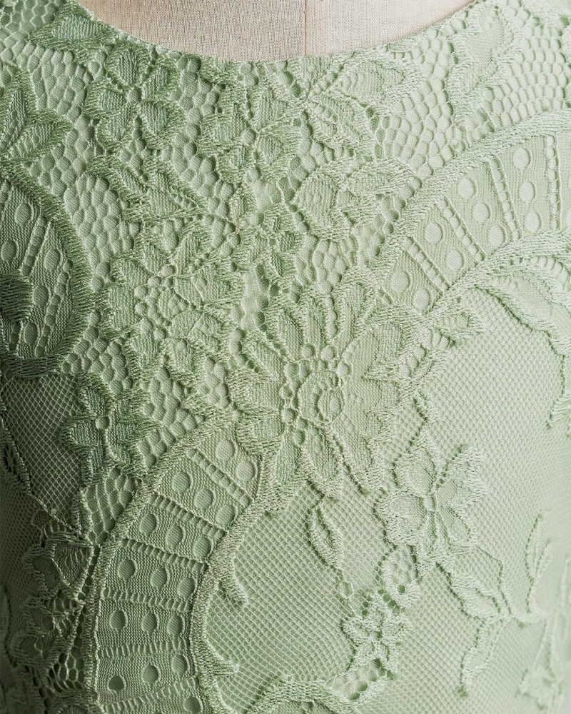 Robe D'Été Verte En Dentelle Cherry Paris - Style Évasé, Col V, Taille S, Neuve Avec Étiquette