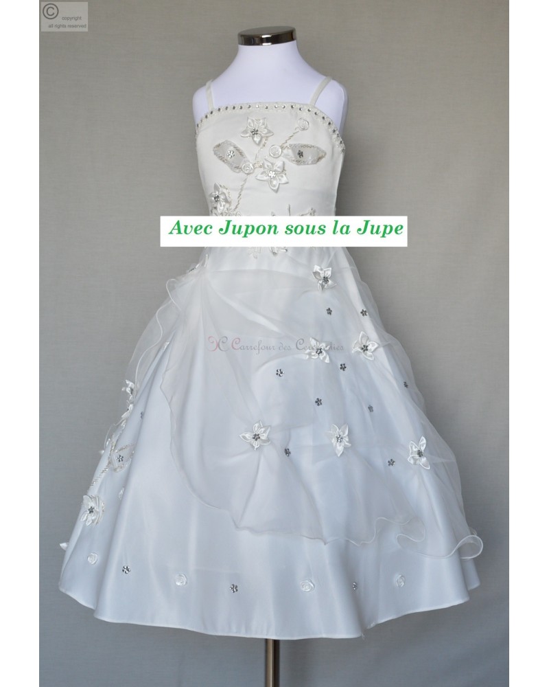 Jupon Crinoline Pour Fille - 3 Cerceaux En Acier, Taille élastique - Pour Robe De Bal, Fête, Mariage - Couleur Blanc