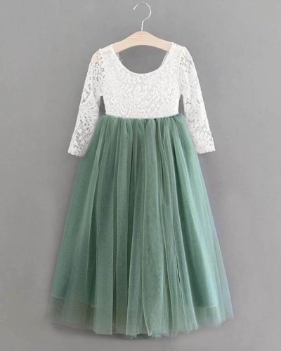 robe cérémonie vert sauge manche longue