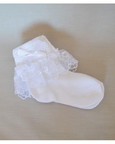 Chaussettes de baptême, mariage ou communion blanche pour garçon