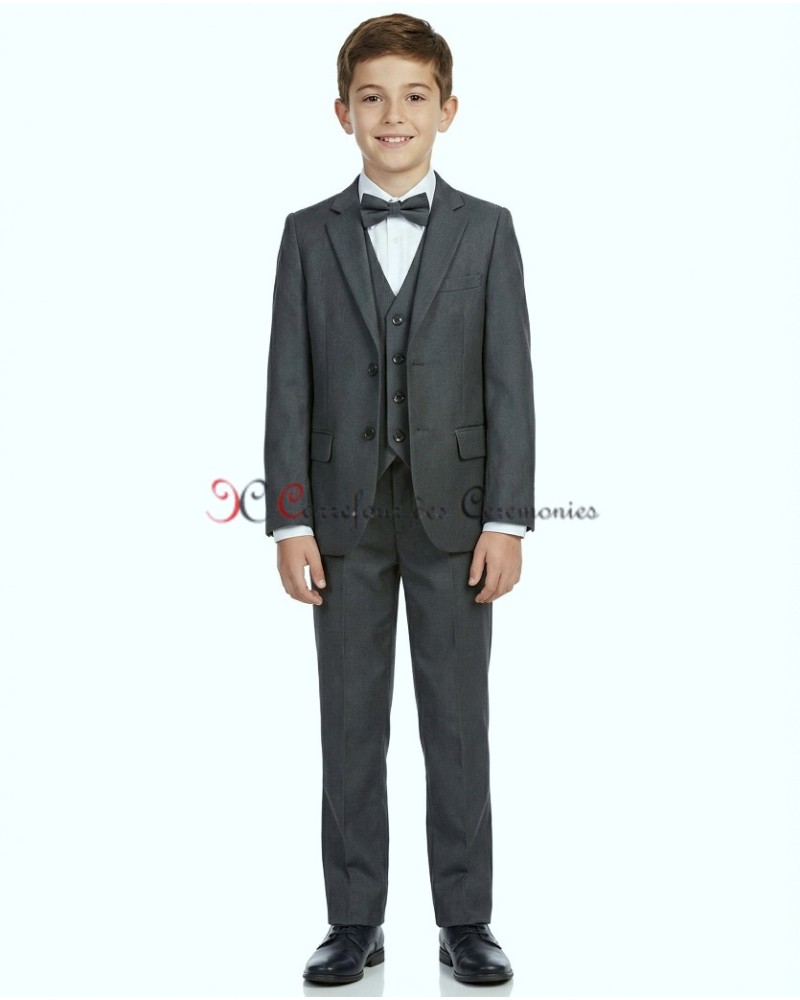 Cinda 5 Pièces Costume Garçon Gris - Costume Mariage Page Garçon Complet Avec Veste, Gilet Et Pantalon