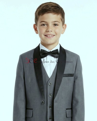 smoking gris col noir