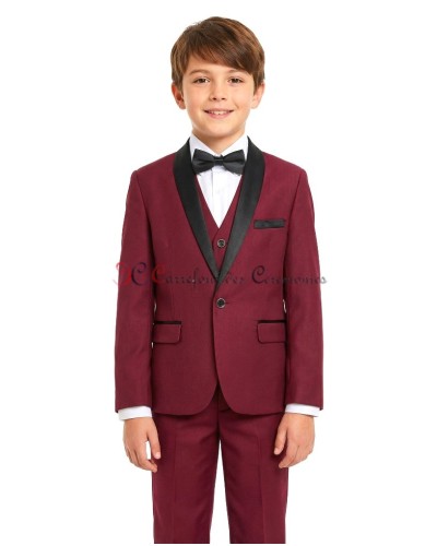 smoking bordeaux col noir enfant