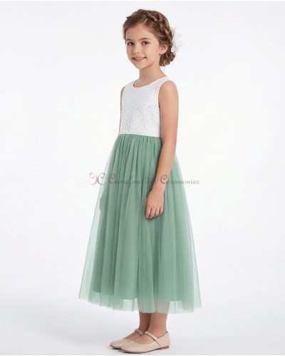robe ceremonie fille dentelle verte