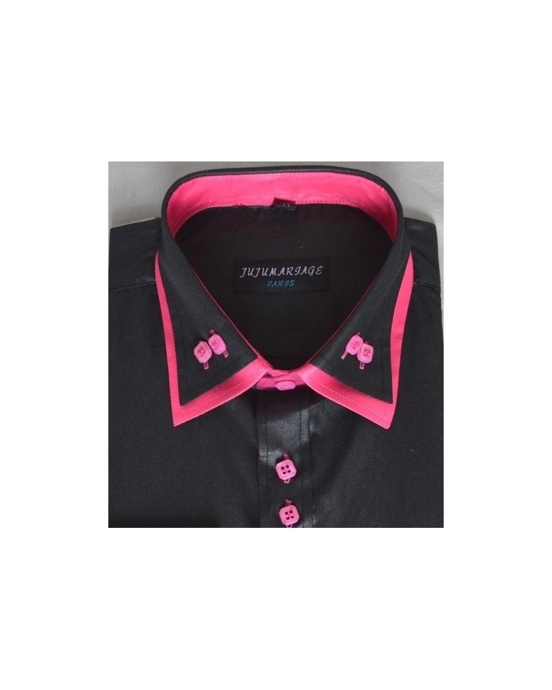 Chemise garçon double col fushia