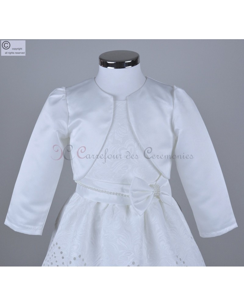 Bol?�ro Blanc C?�r?�monie Fille - Sans Col, Manche Longue