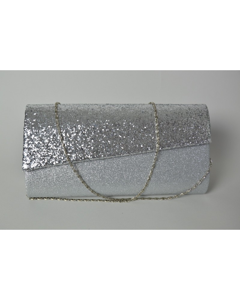 Pochette De Soirée En Maille Argentée Brillante - Occasion Très Bon état, Vintage Sans Marque