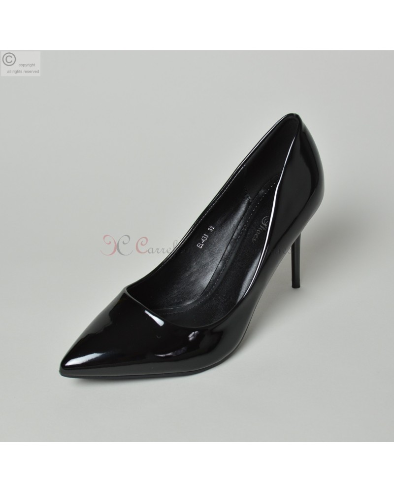 Escarpins Noir Verni Talon Aiguille 9.5 cm Antiderapant