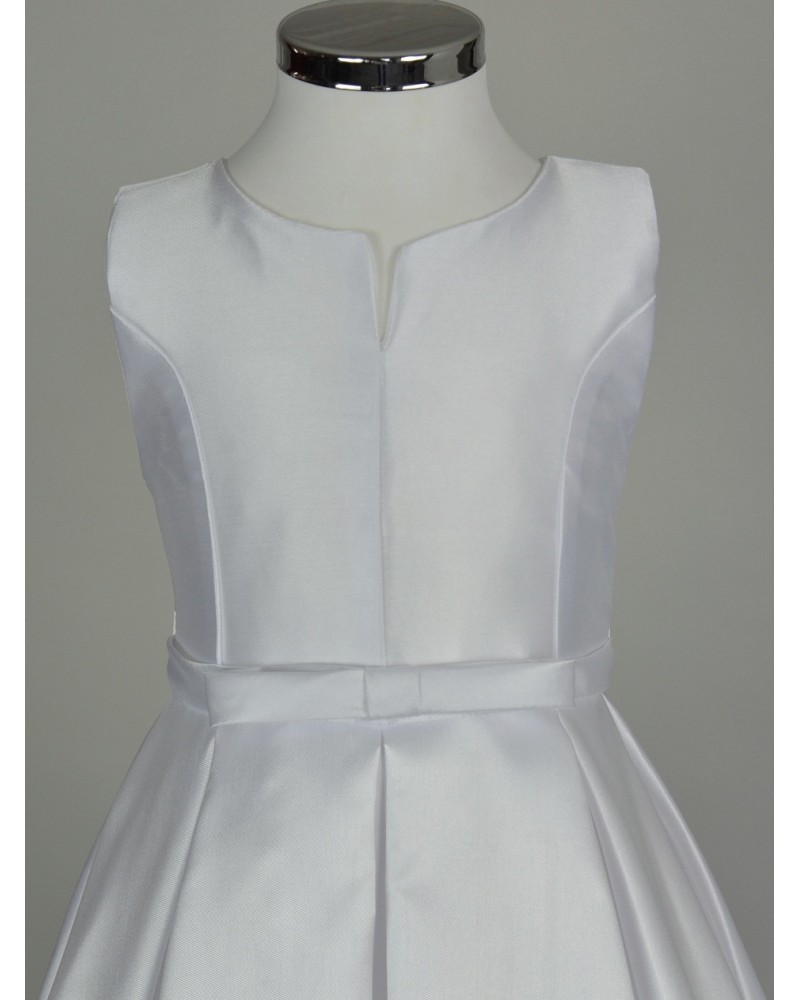 Robe de fille de fleur blanche en dentelle dos en V longueur au sol