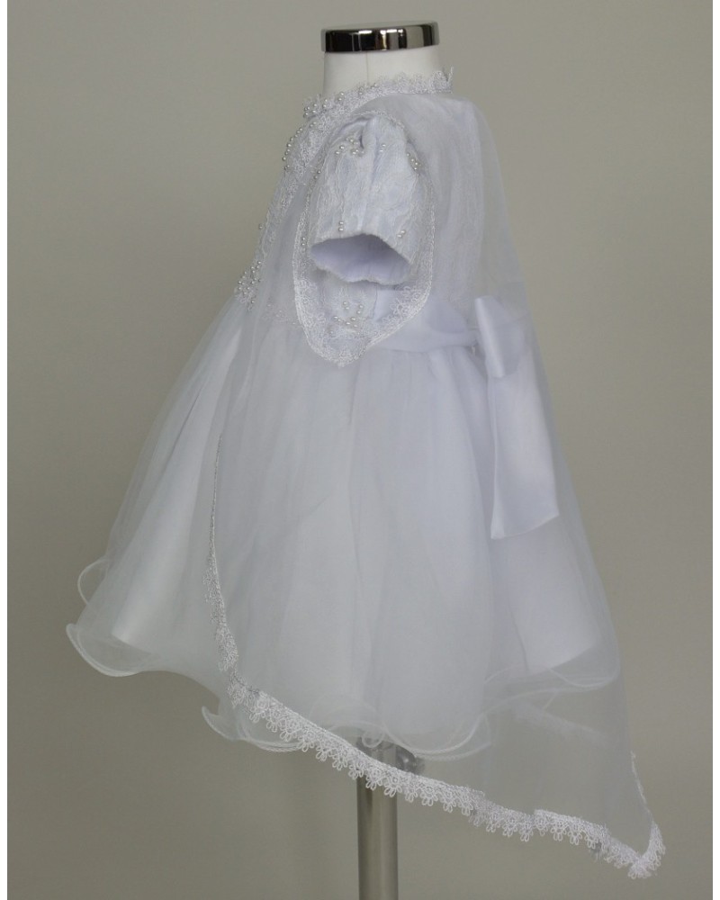 Robe De Baptême Blanche Avec Chapeau Pour Bébé Fille 0-6 Mois - Occasion Très Bon état