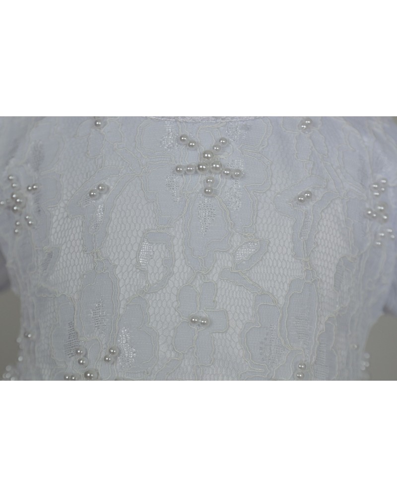Robe De Baptême Dentelle Blanche Picture Perfect – 3-6 Mois – Noeud Assorti – Neuve