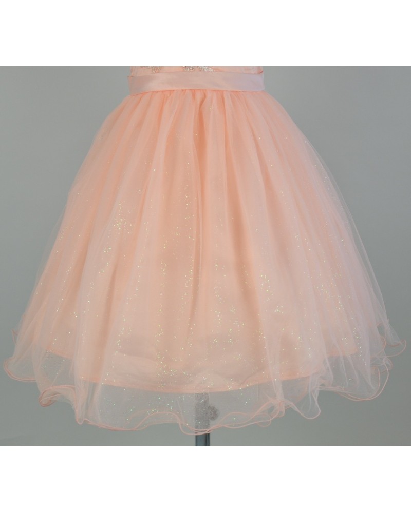 Robe De Soirée Enfant Fille Sugar Plum Corail - Taille 2T, Sans Manches, Grand Nœud, Occasion Très Bon état