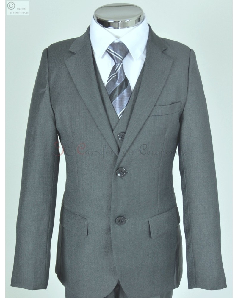 Costume droit Harry à motif prince de galles gris en laine vierge