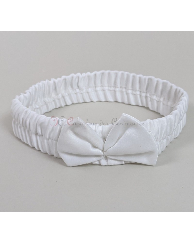 Bandeau blanc fleur fille 