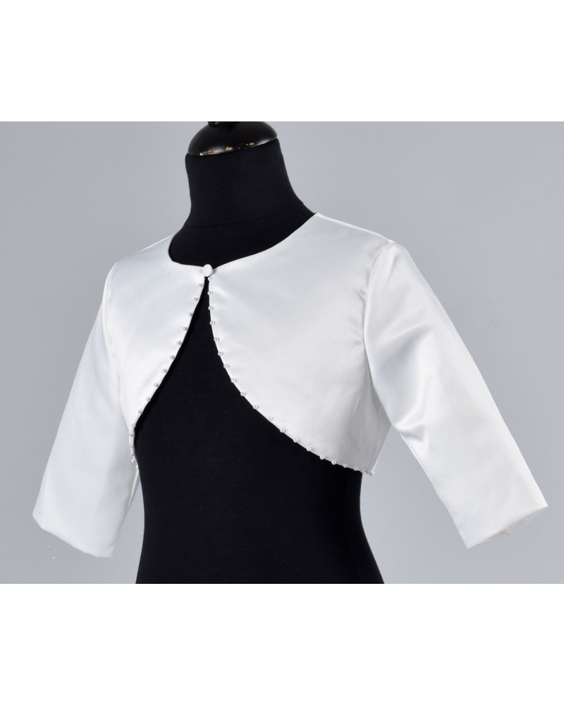 Arshiner Cardigan Basique Fille Avec Volants - Boléro Court Élégant Pour Robe Communion Et Baptême, Blanc 160
