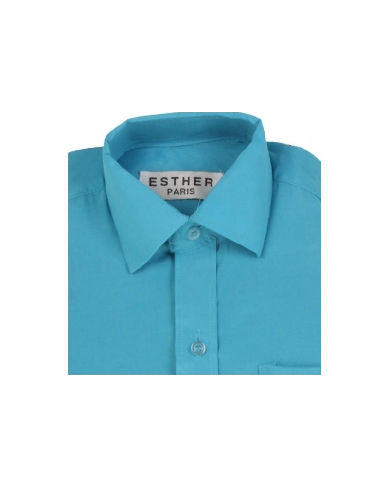 Chemise bleu turquoise manche longue