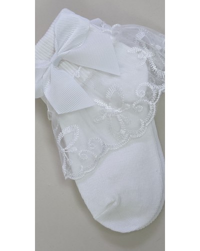 Chaussette blanche grand noeud