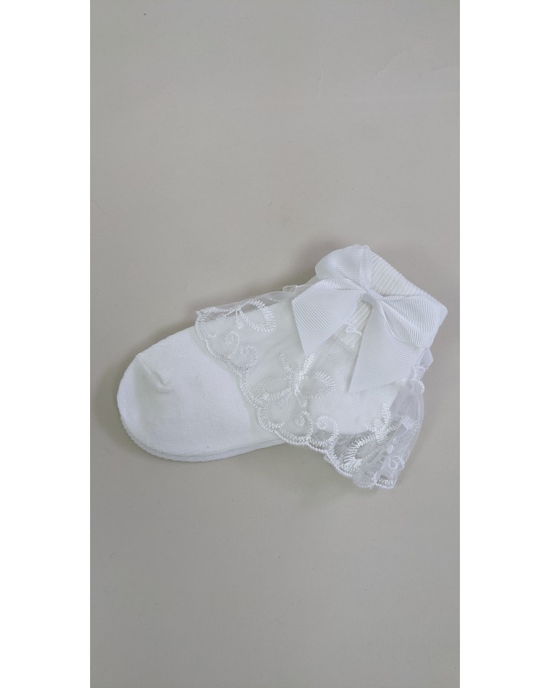 Chaussette blanche grand noeud