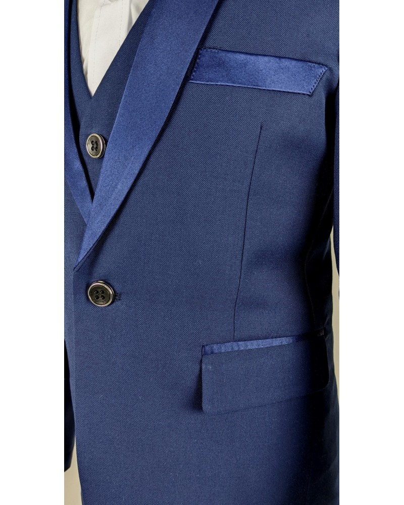 Gilet Longue Et Cravate Smoking Mel Howard - Bleu Chandelle - Taille L/XL