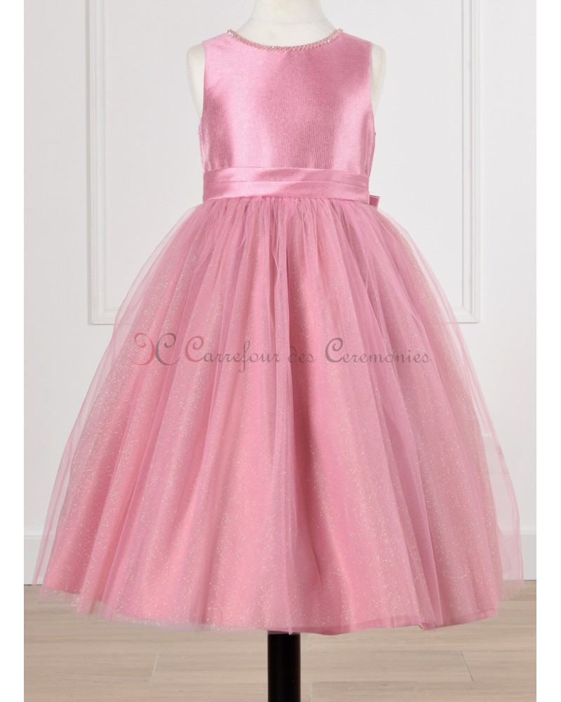 Robe cérémonie longue fille rose pas chère