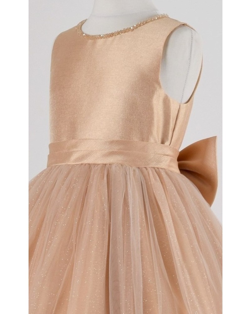 Robe De Soirée Fille Champagne Avec Corsage Doré - Marque Dollie & Me - Taille 6 - Occasion Très Bon état