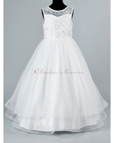 Petite Fille De 5 Ans En Robe Princesse Blanche Photo stock