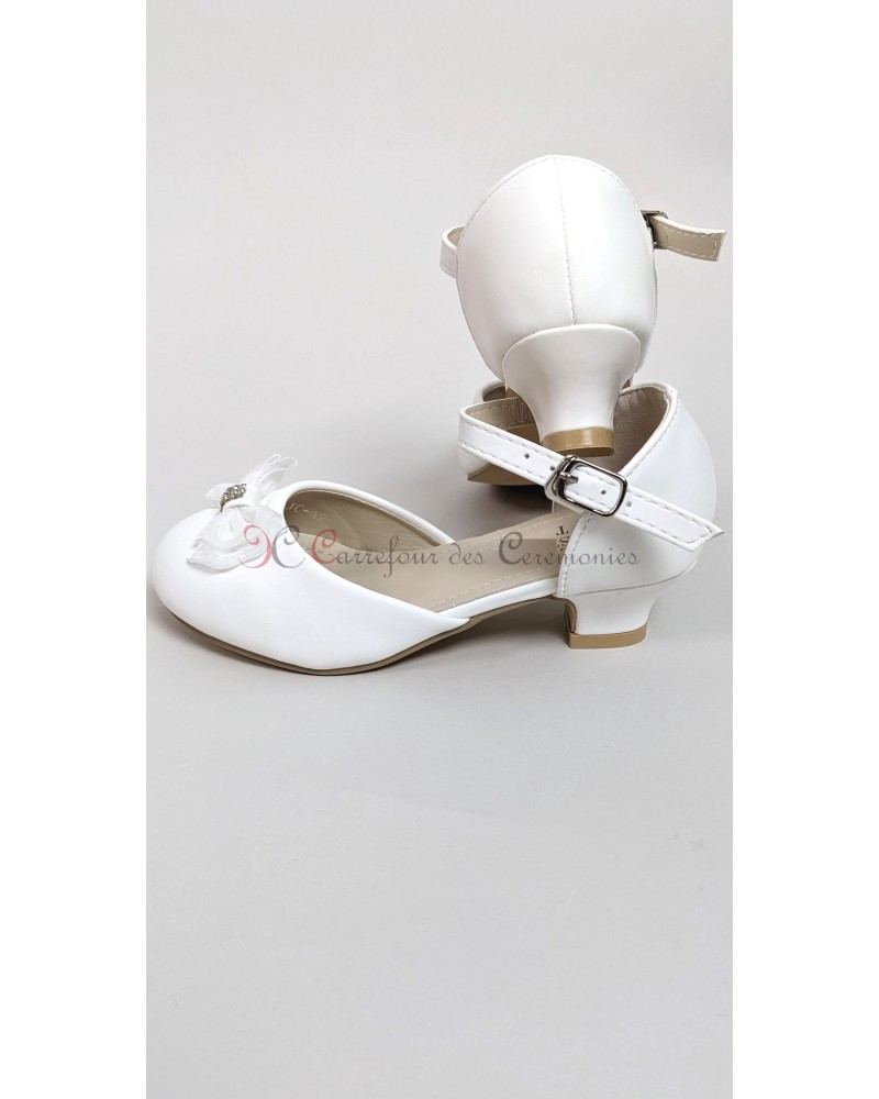 Escarpins femme babies avec double bride à boucle blanc | GEMO