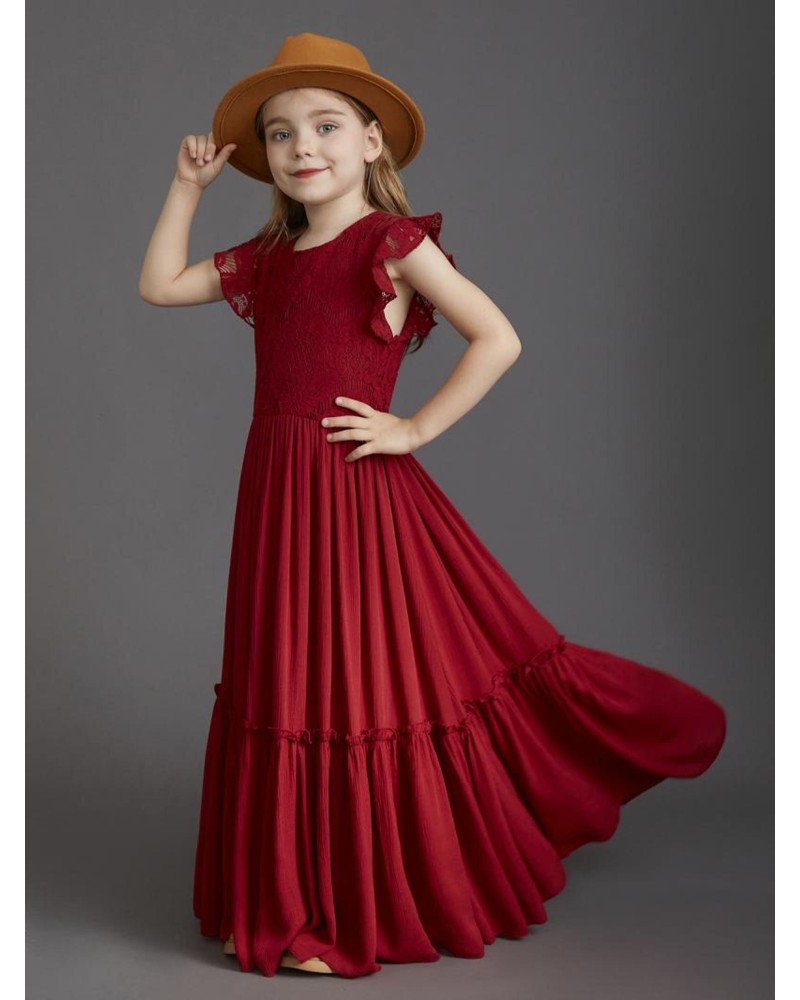 Robe style bohème couleur bordeaux pour fille