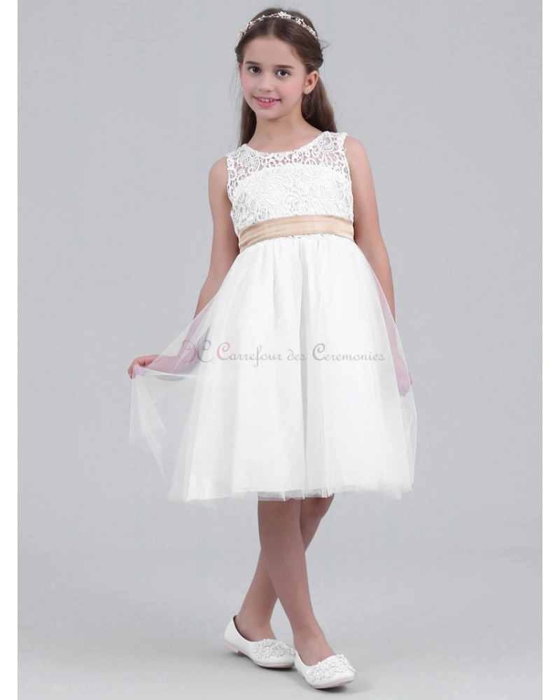 Robe Blanche Fillette 8-10 Ans Pour Cérémonie - Col Claudine, Broderie Anglaise, Vintage
