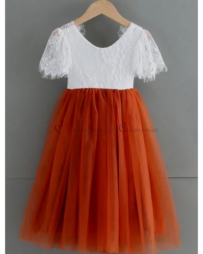 Robe de cérémonie fille Terracotta