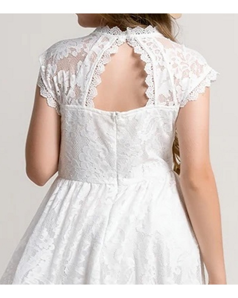 Robe Ceremonie fillette en dentelle blanche