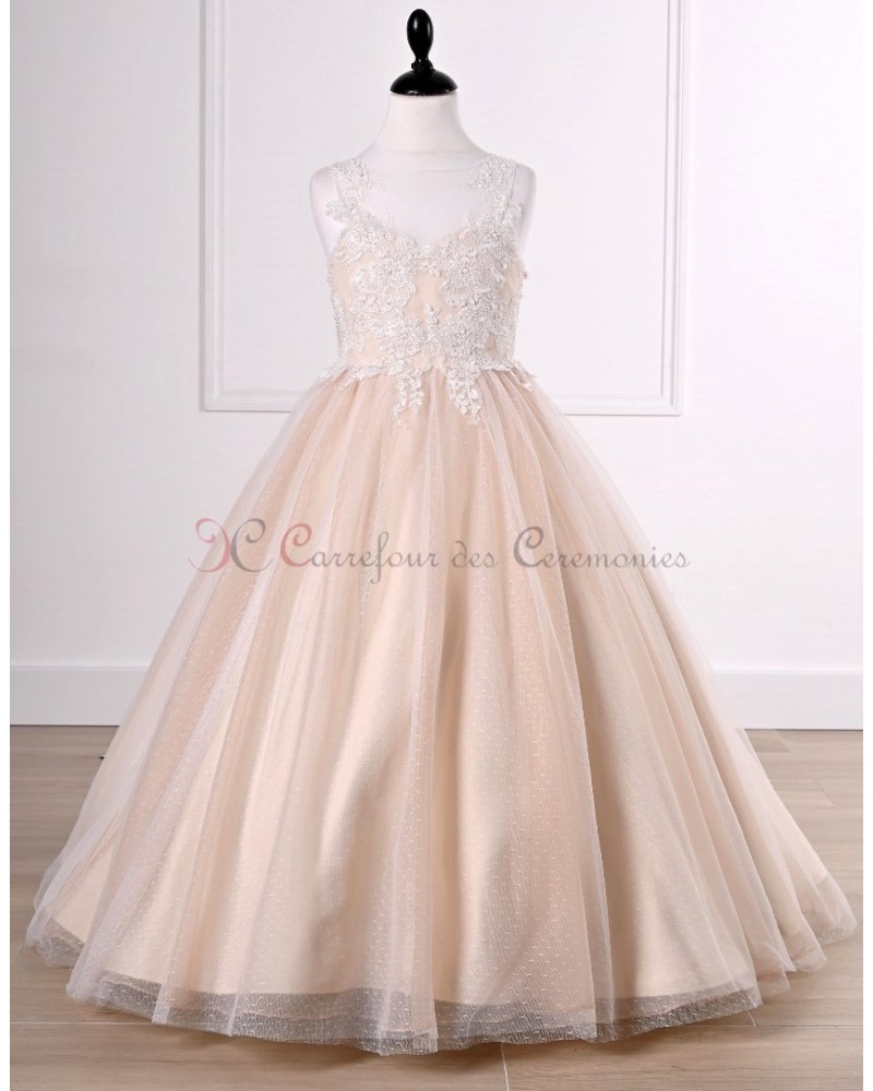 robe princesse fille couleur nude