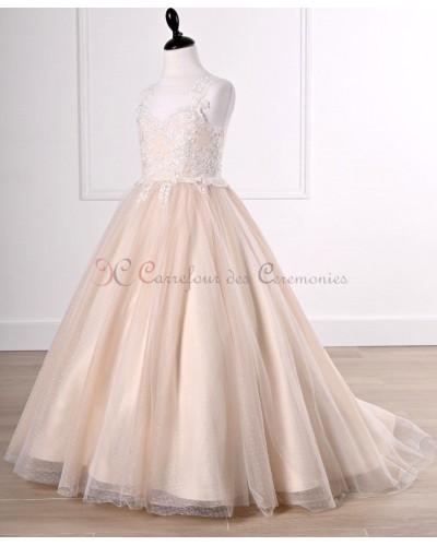 robe princesse fille couleur nude