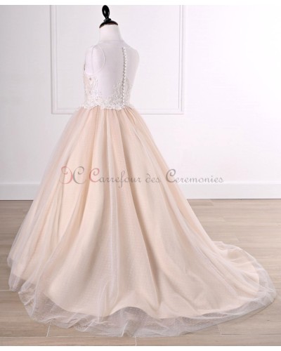 robe princesse fille couleur nude