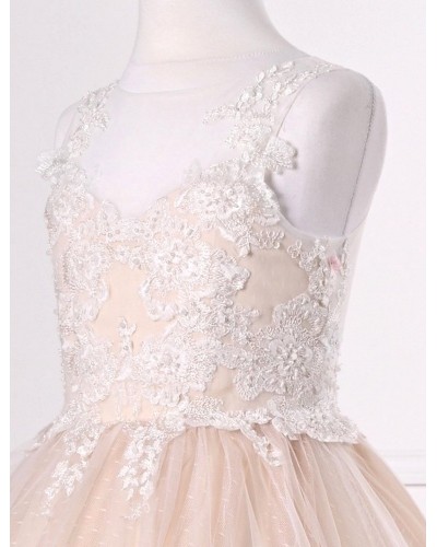 robe princesse fille couleur nude