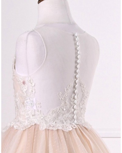 robe princesse fille couleur nude