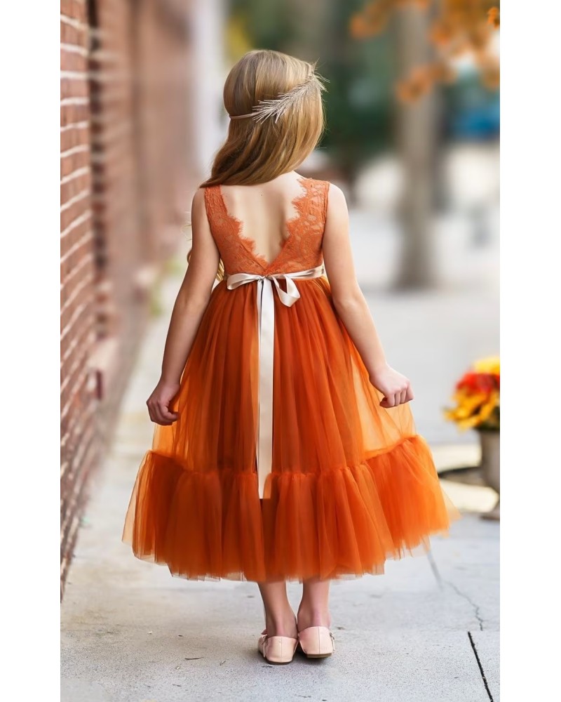 robe dos en V fille terracotta