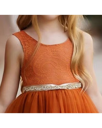 robe dos en V fille terracotta