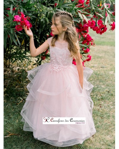 Robe princesse fille cérémonie rose