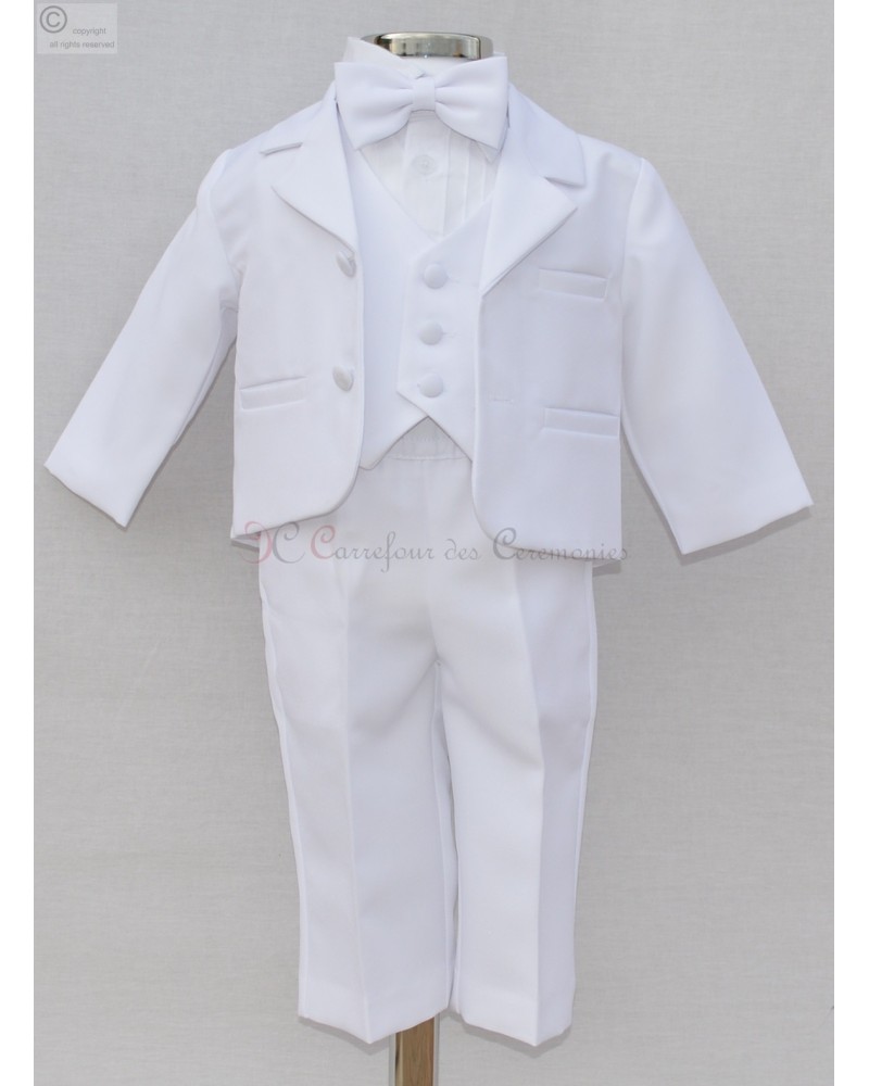 Vêtement Bebe Garçon Baptême Ensemble Enfant Printemps et été Tenue Fete  Ceremonie Chemises Haut et shorts Blanc 3 à 18 Mois