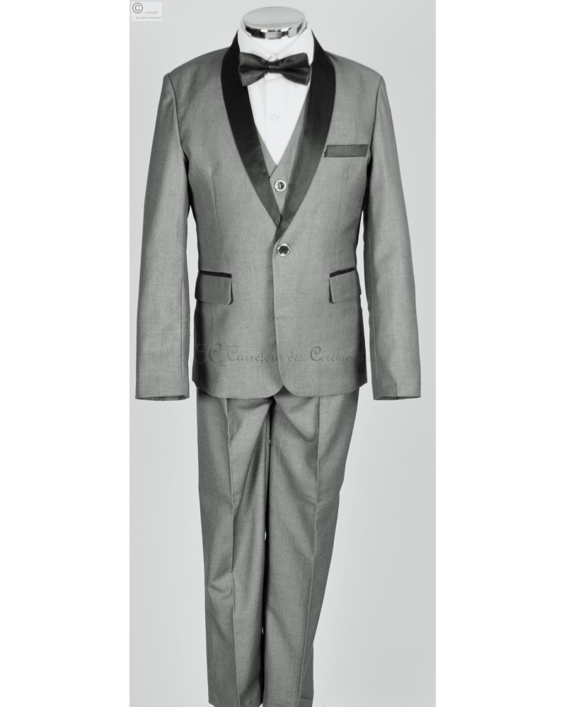 Costume Smoking Pour Enfant 5 Ans - Ensemble 5 Pièces Noir Motif Cachemire, Neuf Avec étiquettes, Idéal Mariage