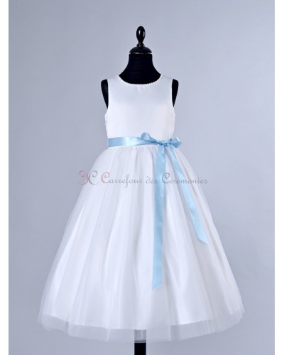 robe ceremonie fille ceinture bleu