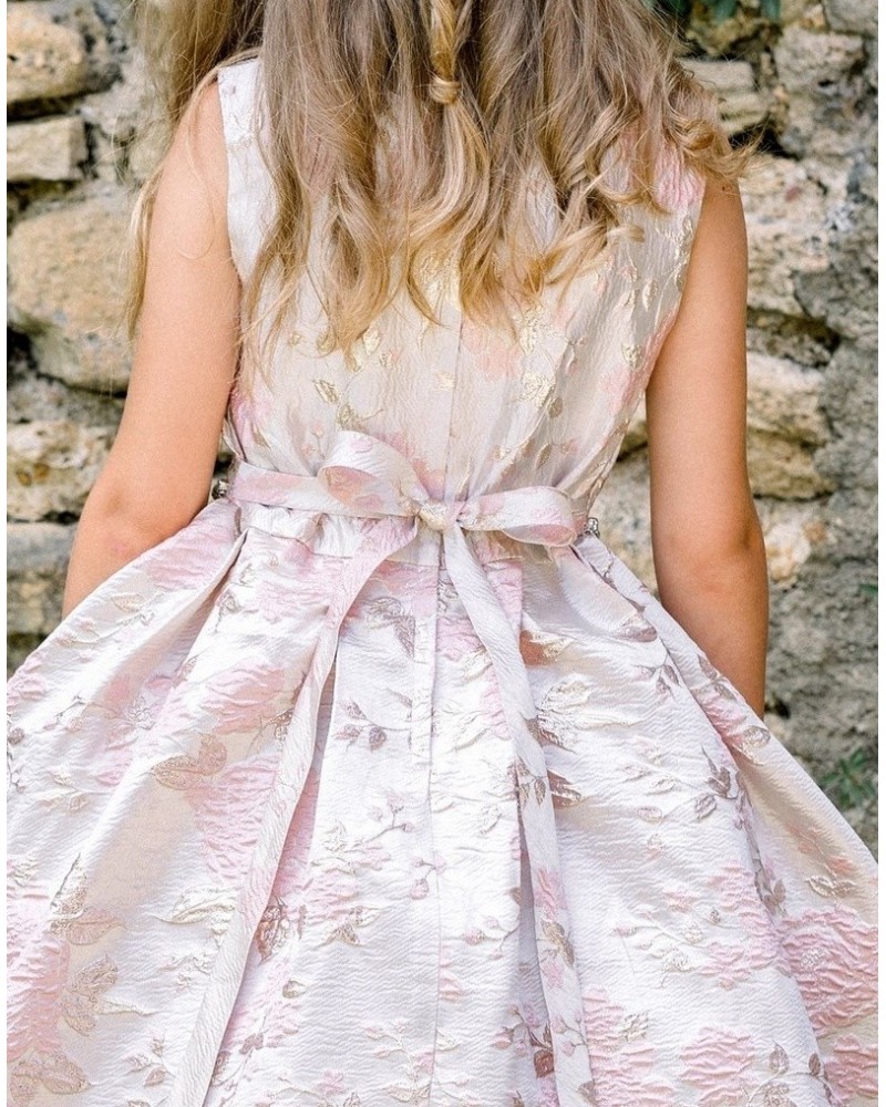 Robe Demoiselle D'Honneur Enfant IEFIEL - Robe Fleur 3D Strass Pour Fille, Robe Mariage Cérémonie Princesse Chic